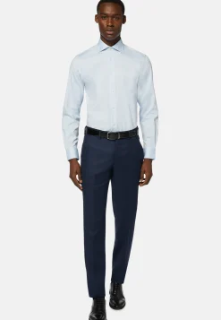 Pantalon Oeil-de-perdrix En Laine Coupe Droite