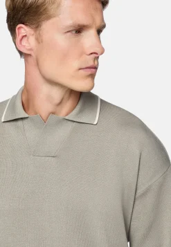 Polo Taupe En Maille De Coton Bio Et Nylon