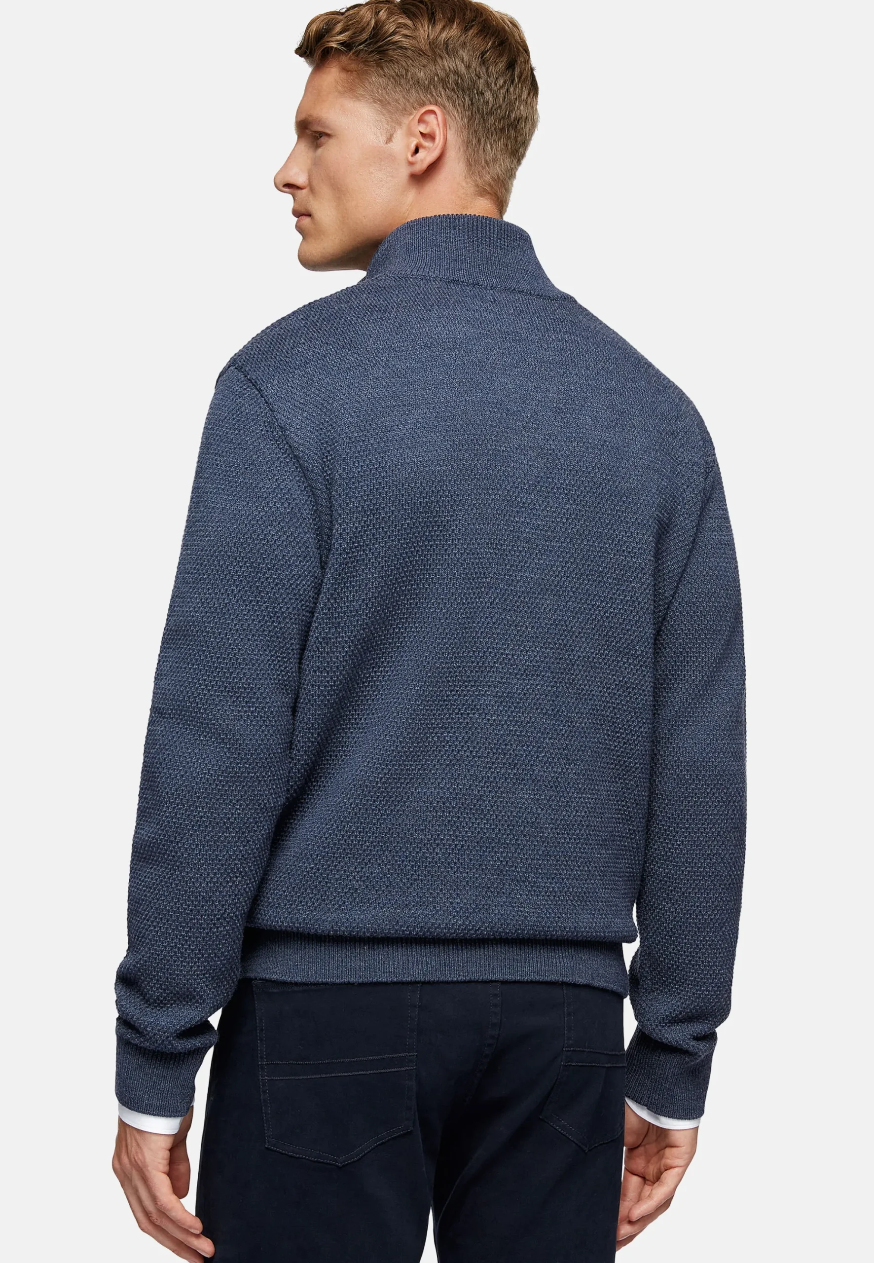 Pull à Col Cheminée Avec Points En Laine Mérinos