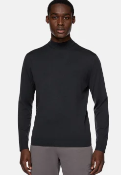 Pull À Col Montant Anthracite En Laine Mérinos Superfine