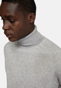 Pull À Col Roulé Gris En Laine Mérinos