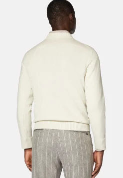 Pull Blanc À Col Rond En Cachemire