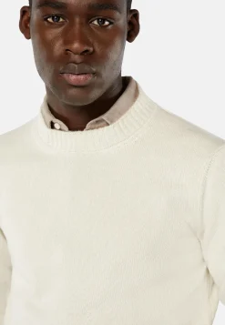 Pull Blanc À Col Rond En Cachemire