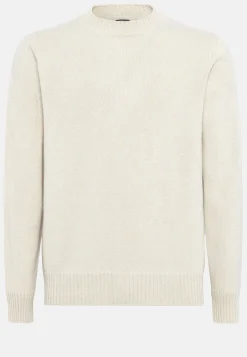 Pull Blanc À Col Rond En Cachemire