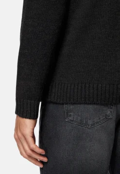 Pull Col Montant Anthracite En Laine Mérinos