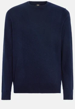 Pull Col Rond Bleu Marine En Cachemire