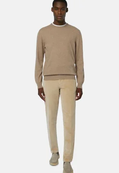 Pull Col Rond En Cachemire Noisette