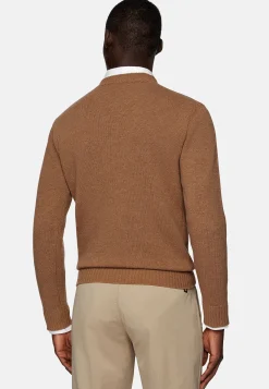 Pull Col Rond Noisette En Laine Mélangée