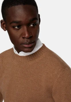 Pull Col Rond Noisette En Laine Mélangée