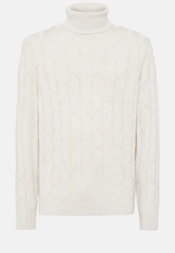 Pull Col Roulé Blanc En Laine Mérinos