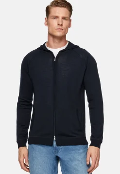 Pull Full Zip À Capuche En Laine Mérinos