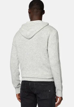 Pull Full Zip À Capuche Gris En Cachemire Mélangé