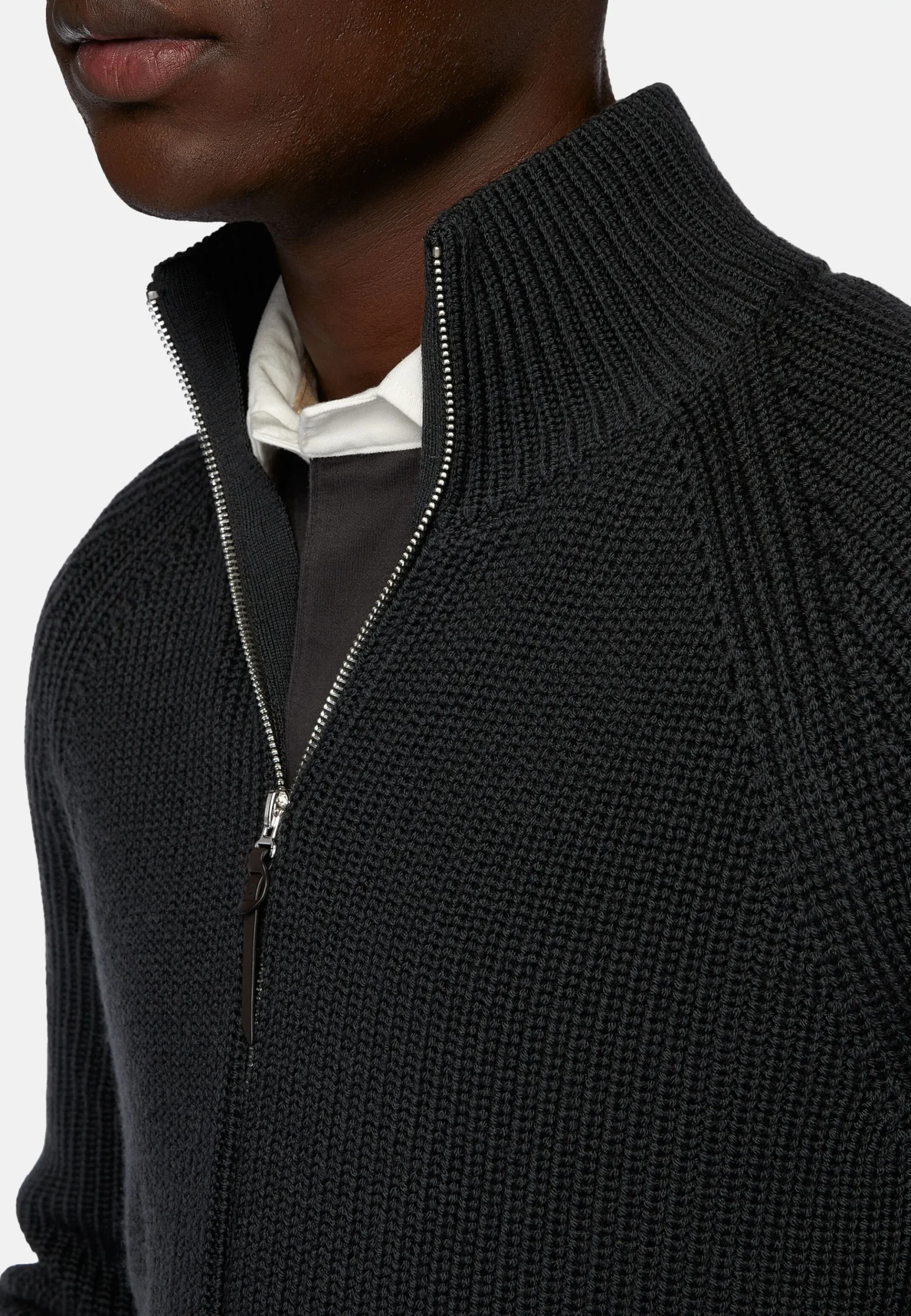 Pull Full Zip Anthracite En Laine Mérinos