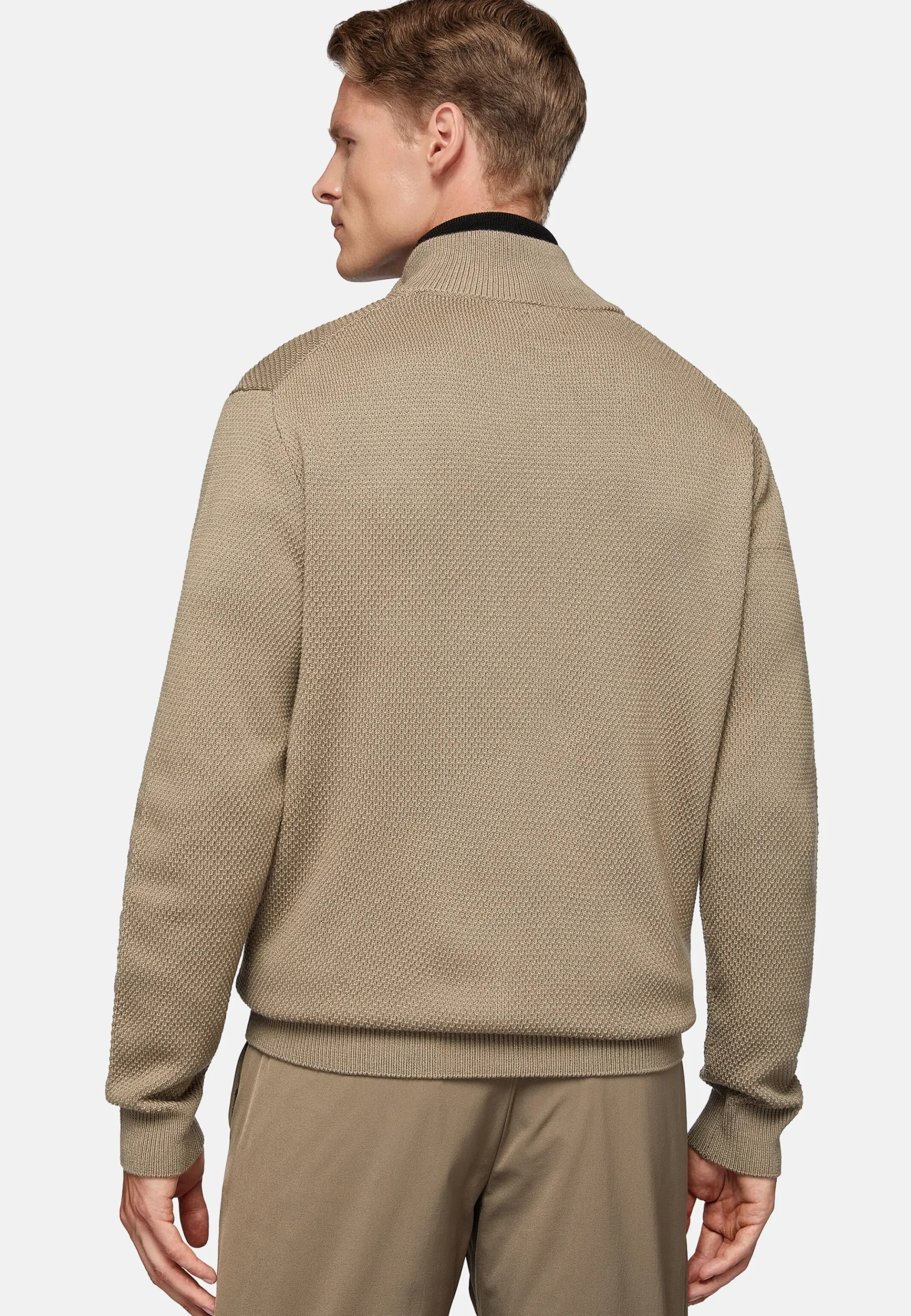 Pull Full Zip Avec Points En Laine Mérinos