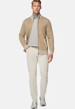 Pull Full Zip Taupe En Cachemire Mélangé