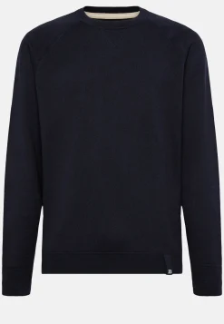 Pull Ras-du-cou Bleu Marine En Coton Soie Cachemire