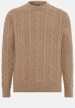 Pull Taupe À Col Rond En Laine