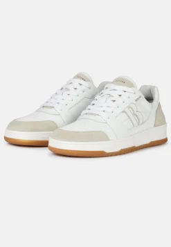 Sneakers Blanches En Cuir Avec Macro Logo