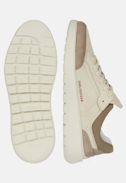 Sneakers Couleur Sable En Cuir Foulonné