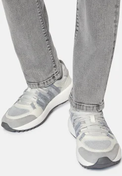 Sneakers En Tissu Technique Et Cuir