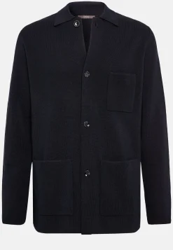 Surchemise Maille Bleu Marine En Laine Mérinos