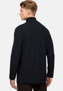 Surchemise Maille Bleu Marine En Laine Mérinos