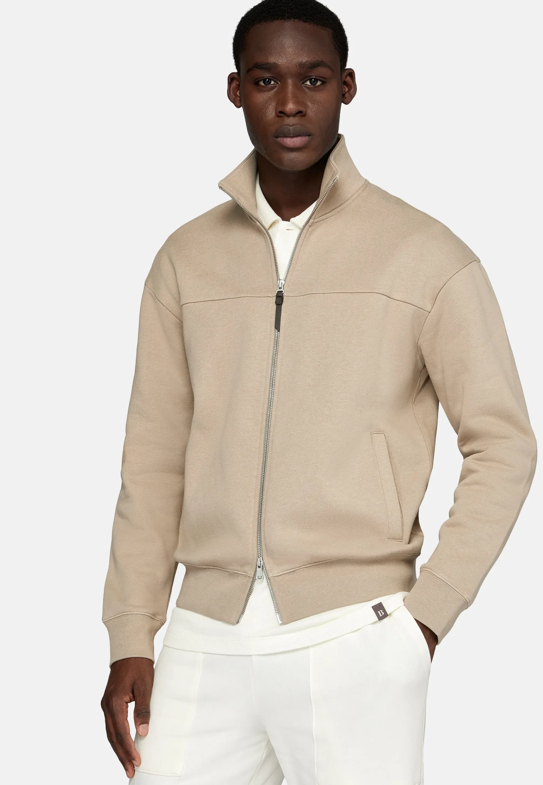 Sweat-Shirt Full Zip Avec Col Montant En Coton