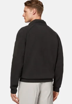 Sweat-shirt Full Zip Maille Anthracite En Coton Technique