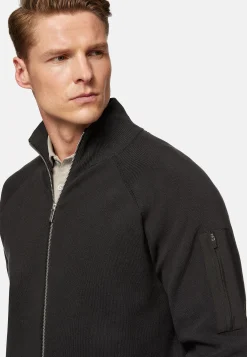 Sweat-shirt Full Zip Maille Anthracite En Coton Technique