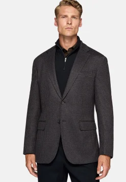 Veste B Jersey Marron Et Bleu En Laine