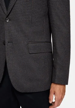 Veste B Jersey Marron Et Bleu En Laine