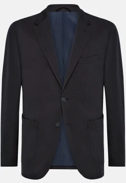 Veste Bleu Marine En Nylon Et Laine B Tech