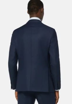 Veste Bleue Œil-de-perdrix En Laine Super 110