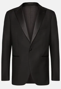 Veste De Smoking Noir En Laine Avec Revers En Pointe