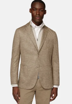 Veste Gris Tourterelle B Jersey En Laine Mélangée