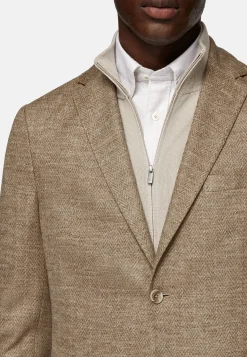 Veste Gris Tourterelle B Jersey En Laine Mélangée