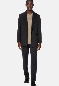 Veste Noire À Double Boutonnage En Nylon Stretch BTech