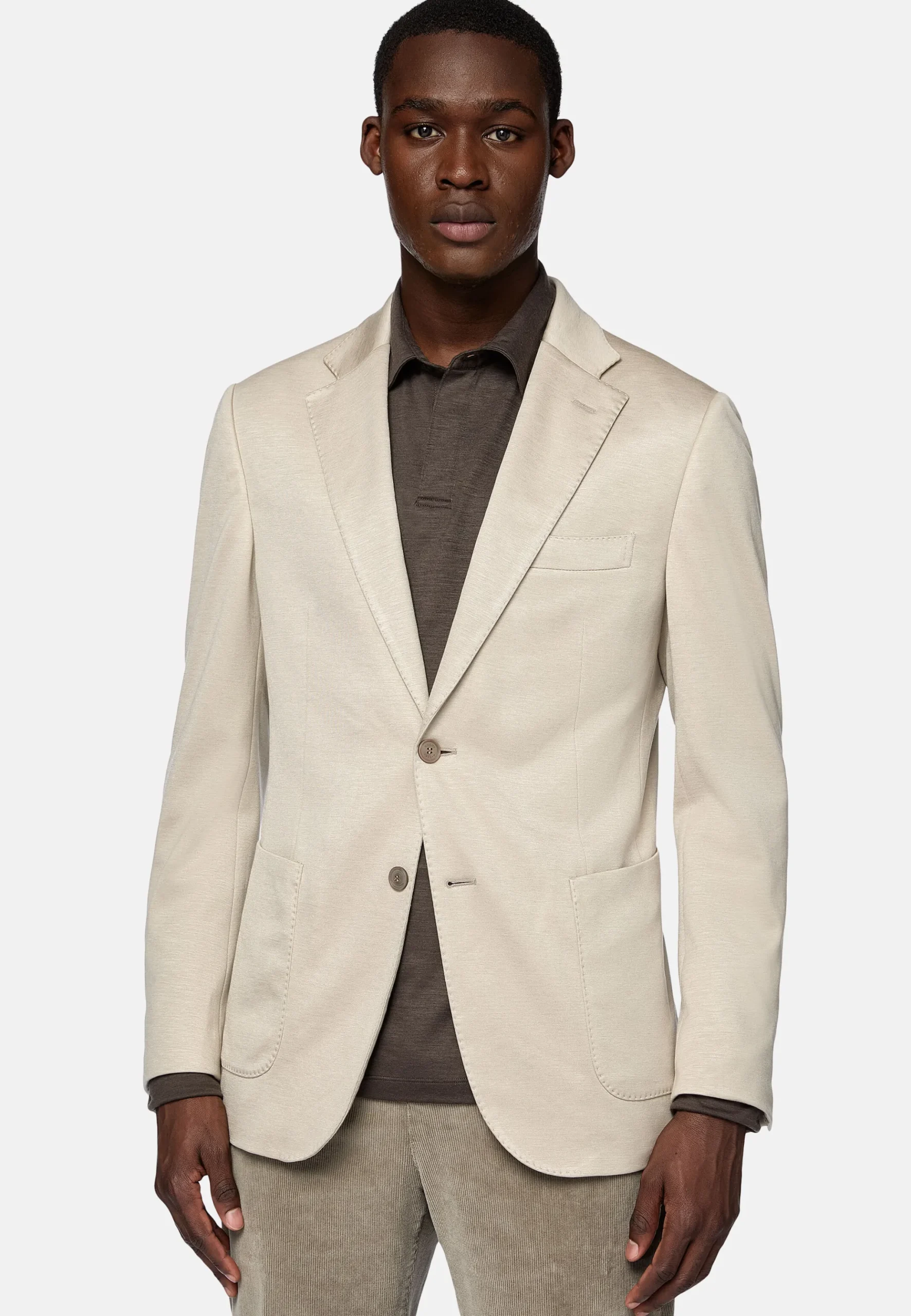 Veste Sable B Jersey En Coton Cachemire Et Tencel